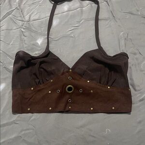 Brown Studded Women's Top